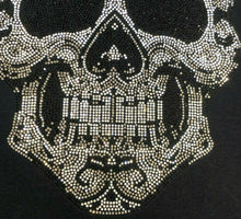 Load image into Gallery viewer, Skull  Rhinestone Iron On Transfer Black &amp; Silver
