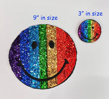 Load image into Gallery viewer, Sequin Rainbow Happy Face Applique Patch
