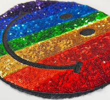 Load image into Gallery viewer, Sequin Rainbow Happy Face Applique Patch
